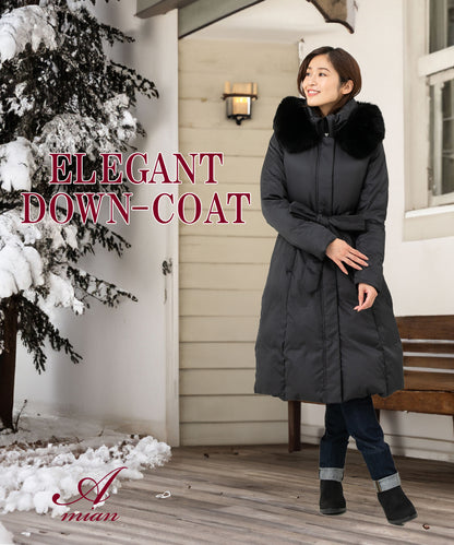 [Amian House] 50% OFF SALE Super long down coat with fox fur Gray is an additional 2000 yen OFF