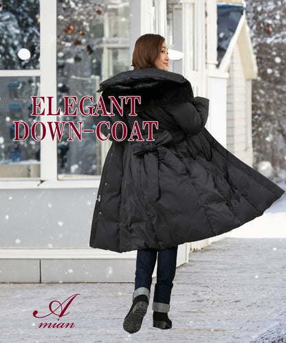 [Amian House] 50% OFF SALE Super long down coat with fox fur Gray is an additional 2000 yen OFF