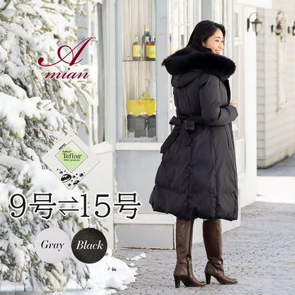 [Amian House] 50% OFF SALE Super long down coat with fox fur Gray is an additional 2000 yen OFF