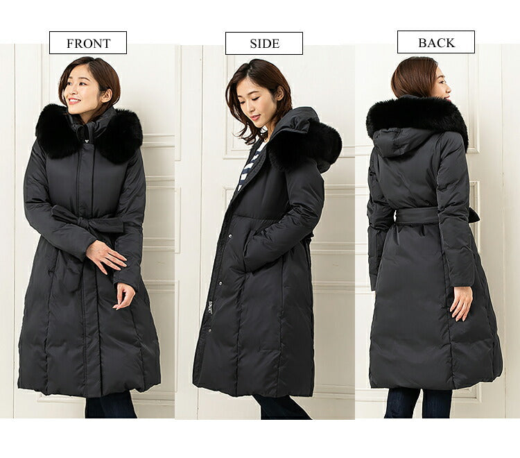 [Amian House] 50% OFF SALE Super long down coat with fox fur Gray is an  additional 2000 yen OFF